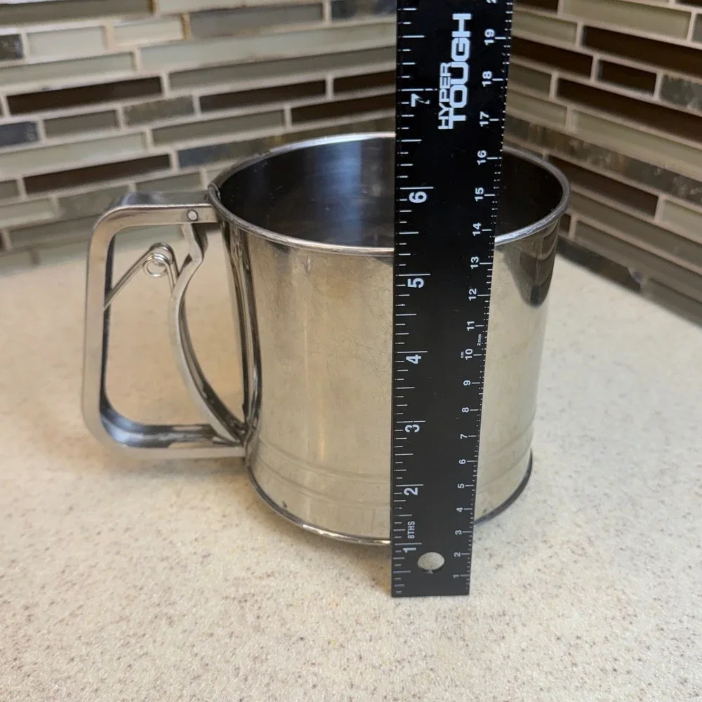 Vintage Stainless Steel Flour Sifter Manual Squeeze Handle Kitchen Baking Tool